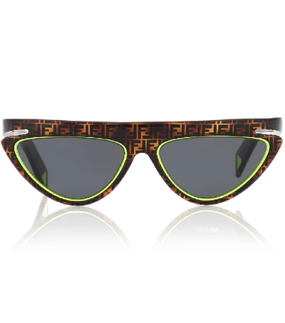 Shop Fendi Ffluo Cat-eye Sunglasses In Brown