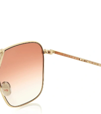 Shop Victoria Beckham Double Bridge Navigator Sunglasses In Gold