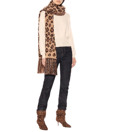 Shop Alanui Wool And Cashmere Scarf In Brown
