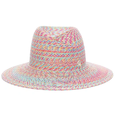 Shop Maison Michel Virginie Straw Fedora Hat In Multicoloured