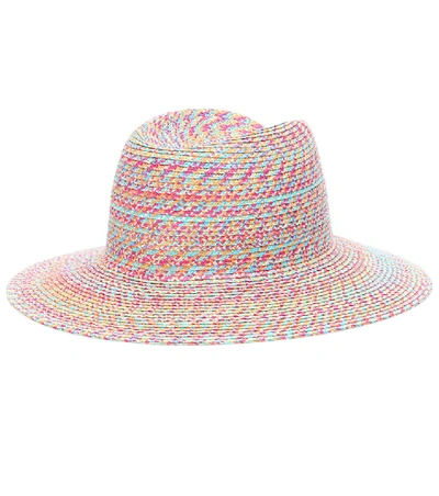 Shop Maison Michel Virginie Straw Fedora Hat In Multicoloured