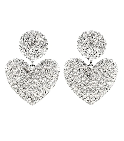 Shop Alessandra Rich Embellished Heart Earrings In Metallic