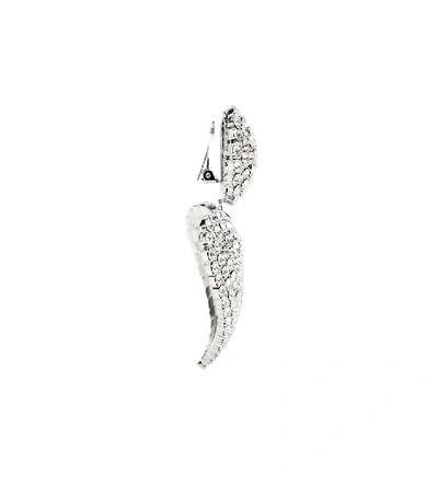 Shop Alessandra Rich Embellished Heart Earrings In Metallic