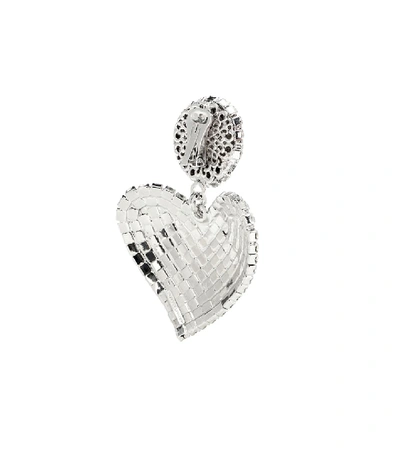 Shop Alessandra Rich Embellished Heart Earrings In Metallic