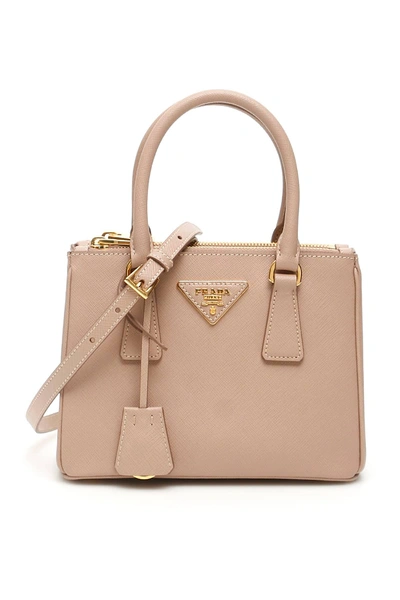 Shop Prada Saffiano Lux Galleria Mini Bag In Pink