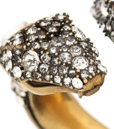 Shop Gucci Crystal-embellished Snake Ring In Gold