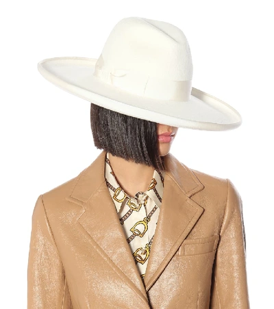 Shop Gucci Wide-brimmed Felt Hat In White