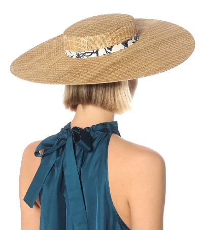 Shop Erdem Wide-brimmed Straw Hat In Beige