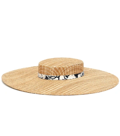 Shop Erdem Wide-brimmed Straw Hat In Beige