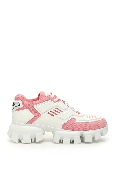 Shop Prada Cloudbust Thunder Sneakers In White,pink