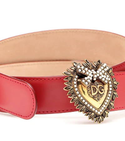 Shop Dolce & Gabbana Devotion Leather Belt In Red