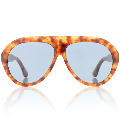 Shop Gucci Navigator Acetate Sunglasses In Brown