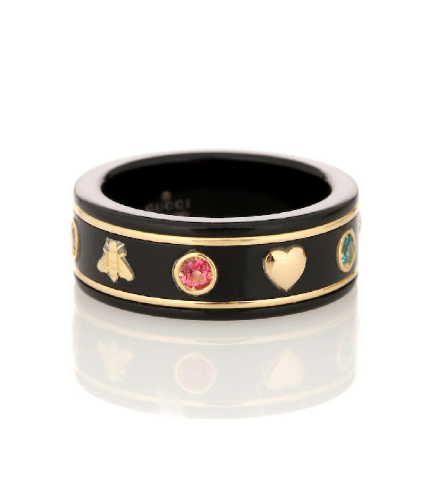 icon ring with gemstones gucci