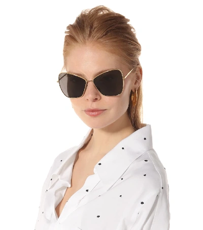 Shop Celine Square Metal Sunglasses In Black