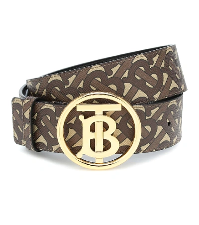Shop Burberry Tb Monogram Belt In Brown