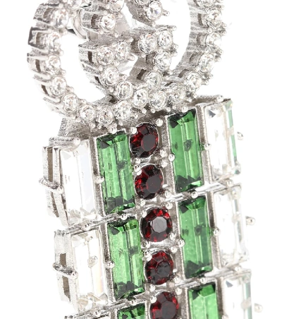 Shop Gucci Crystal Web Drop Earrings In Multicoloured