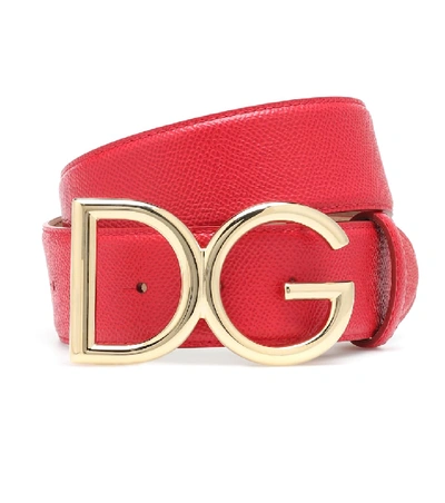 Shop Dolce & Gabbana Dg Leather Belt In Red