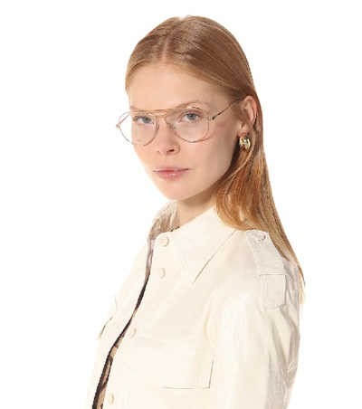 Shop Loewe Pilot Puzzle Glasses In Gold