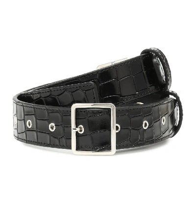Shop Altuzarra Croc-effect Leather Belt In Black