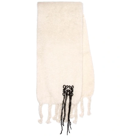 Shop Loewe Mohair And Wool-blend Scarf In White