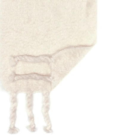 Shop Loewe Mohair And Wool-blend Scarf In White