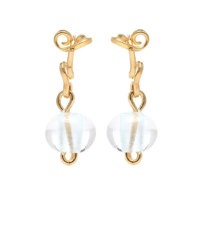 Shop Marni Glass Drop Earrings In Gold