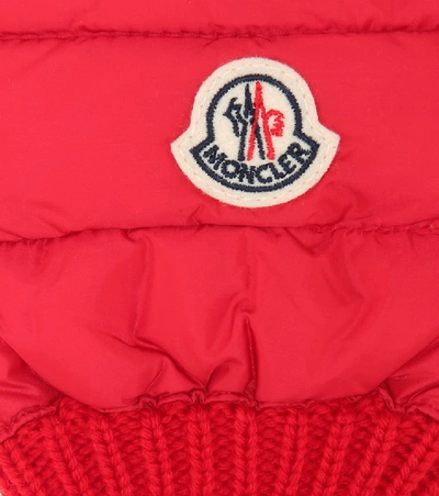 Shop Moncler Quilted Wool-trim Gloves In Red