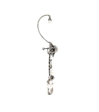 Shop Alexander Mcqueen Armour Clip-on Earrings In Silver