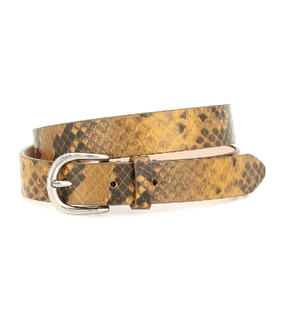 Shop Isabel Marant Zap Snake-effect Leather Belt In Yellow