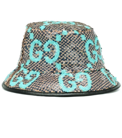 Shop Gucci Sequined Bucket Hat In Beige