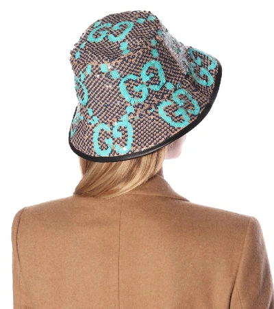 Shop Gucci Sequined Bucket Hat In Beige