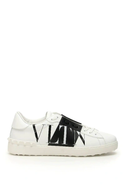 Shop Valentino Open Star Vltn Sneakers In White,black
