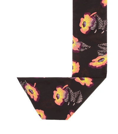 Shop Etro Floral-printed Silk Scarf In Black