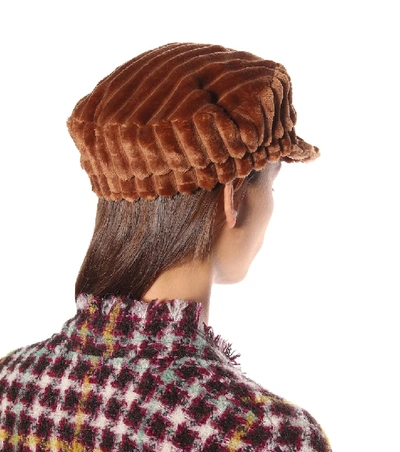 Shop Isabel Marant Evie Velvet Hat In Brown