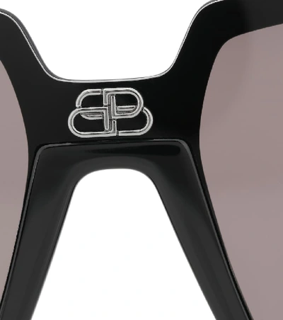 Shop Balenciaga Shield Square Sunglasses In Black-black-grey
