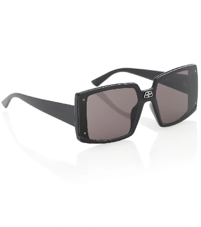 Shop Balenciaga Shield Square Sunglasses In Black-black-grey