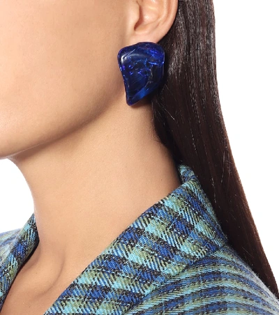 Shop Balenciaga Rock Earrings In Blue