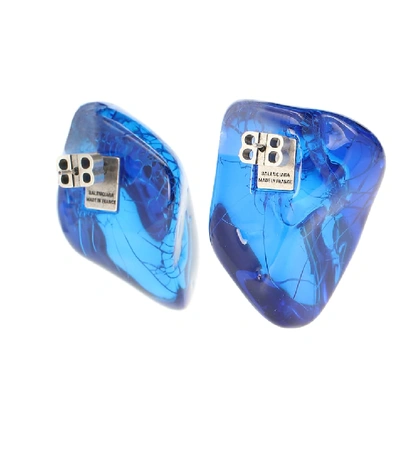 Shop Balenciaga Rock Earrings In Blue