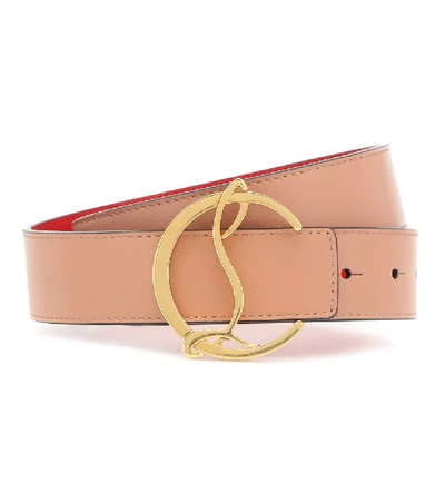 Shop Christian Louboutin Cl Logo Leather Belt In Pink