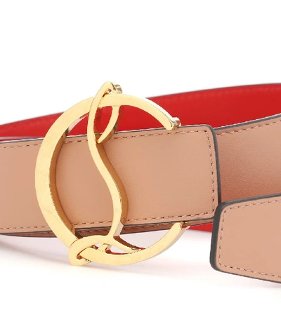 Shop Christian Louboutin Cl Logo Leather Belt In Pink