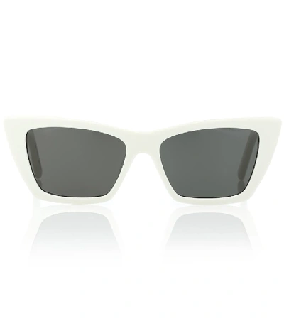 Shop Saint Laurent Mica Cat-eye Sunglasses In White