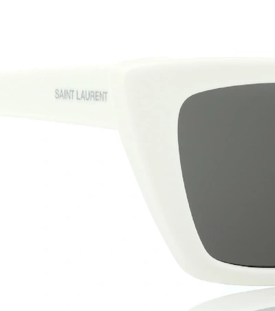 Shop Saint Laurent Mica Cat-eye Sunglasses In White