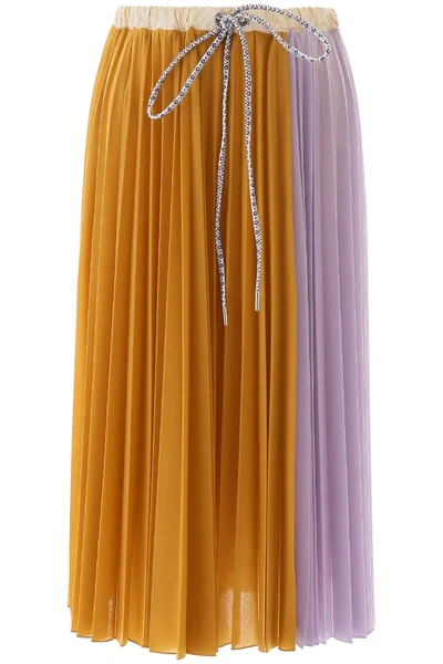 Shop Moncler Genius Pleated Skirt In Brown/purple