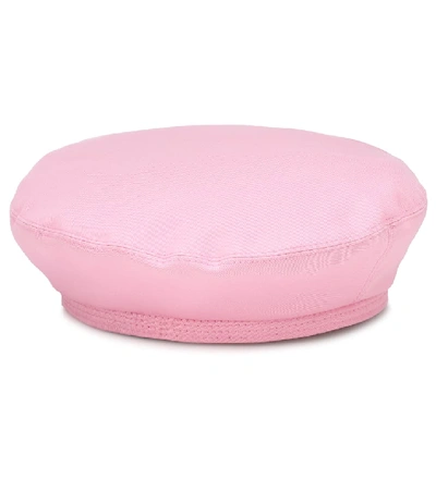Shop Versace Logo Cotton Beret In Pink