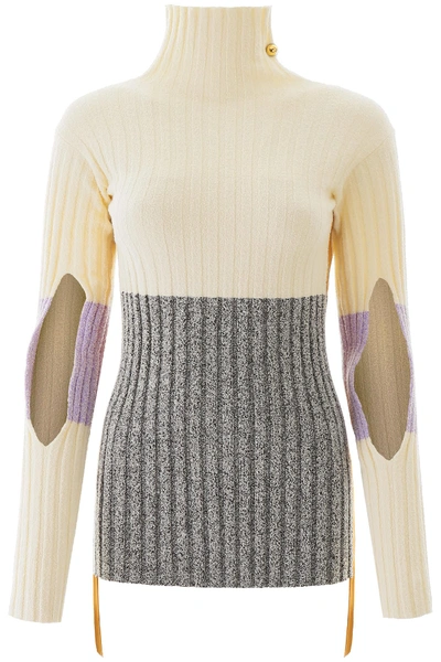 Shop Moncler Genius 2 Sweater In Beige,purple,black