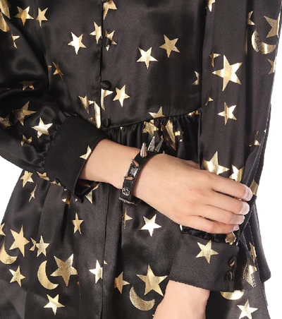 Shop Gucci Studded Leather Bracelet In Black