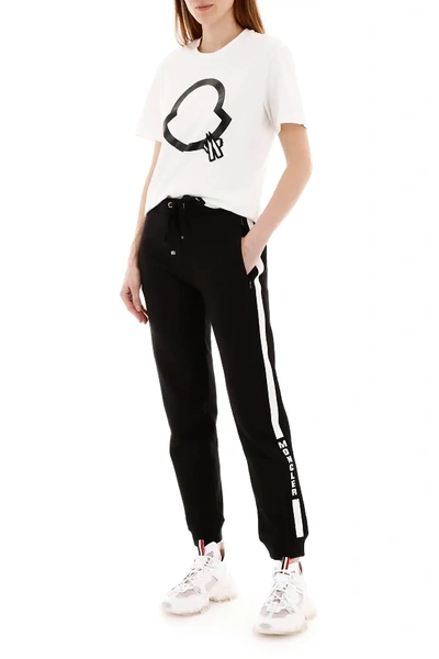 Shop Moncler Sweatpants With Logo In Black/white