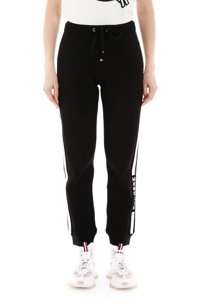 Shop Moncler Sweatpants With Logo In Black/white