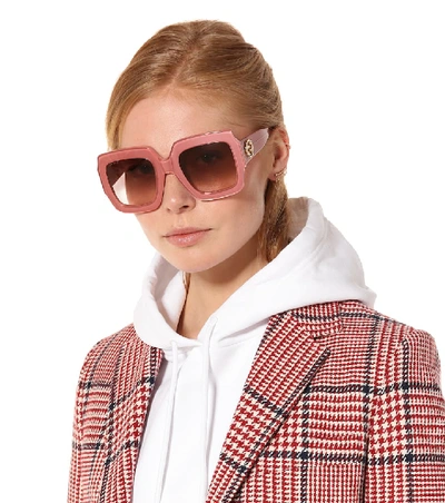 Shop Gucci Square Sunglasses In Pink