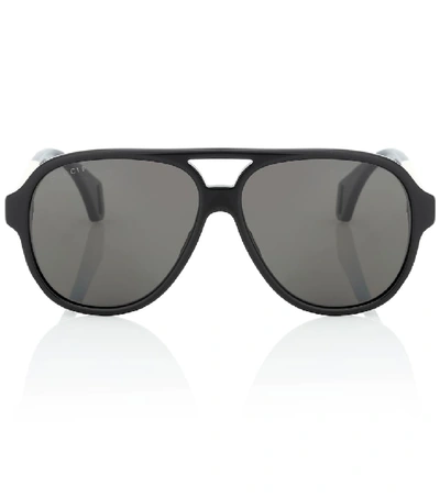 Shop Gucci Aviator Acetate Sunglasses In Black